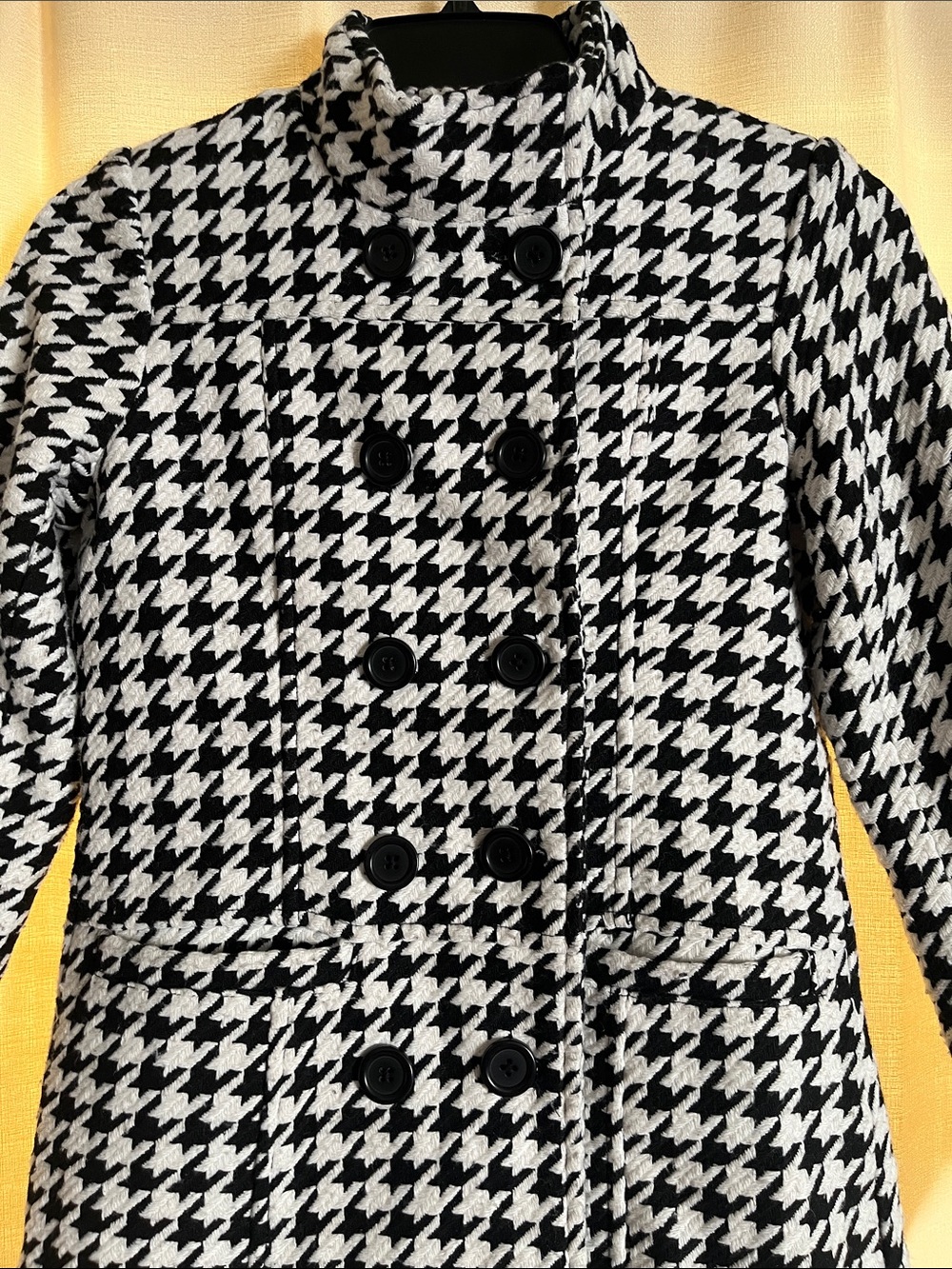 Girls George Black and White Houndstooth Double-Breasted Pea Coat - Picture 5 of 8